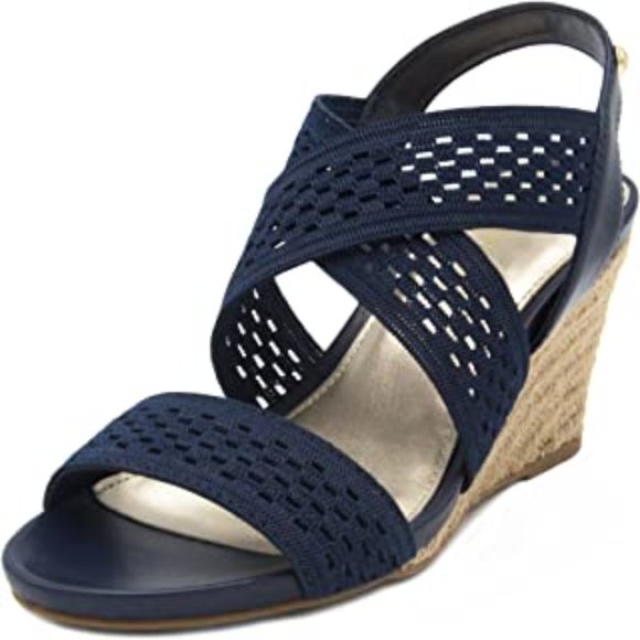 CloudWalkers by Avenue Womens Navy Blue Wedge Sandals - Picture 1 of 10
